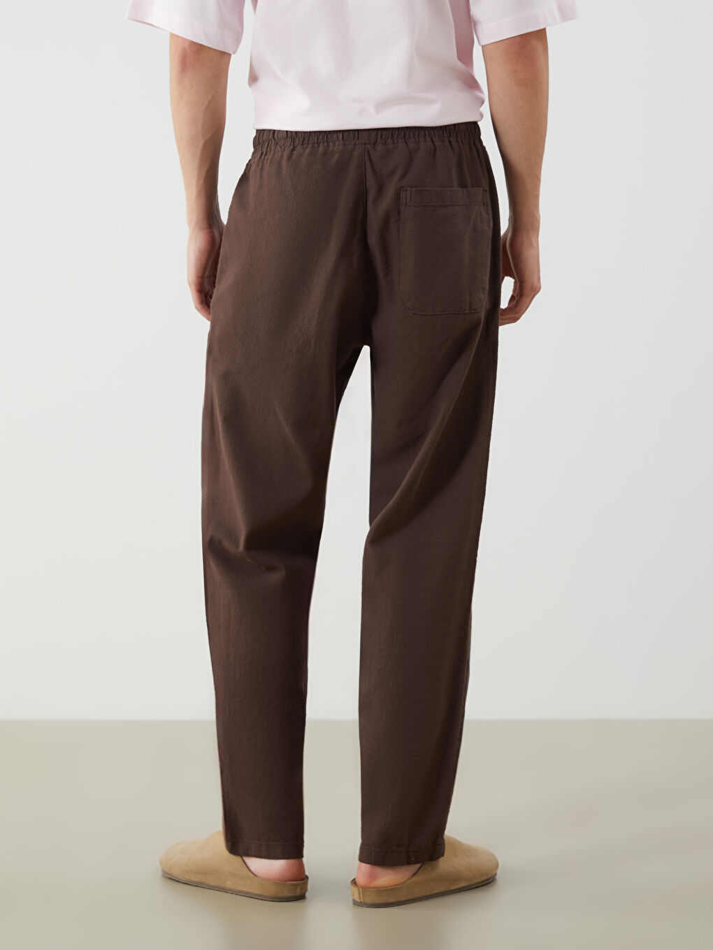 Relaxed Fit Linen Look Men's Trousers -S5EK45Z8-HEH