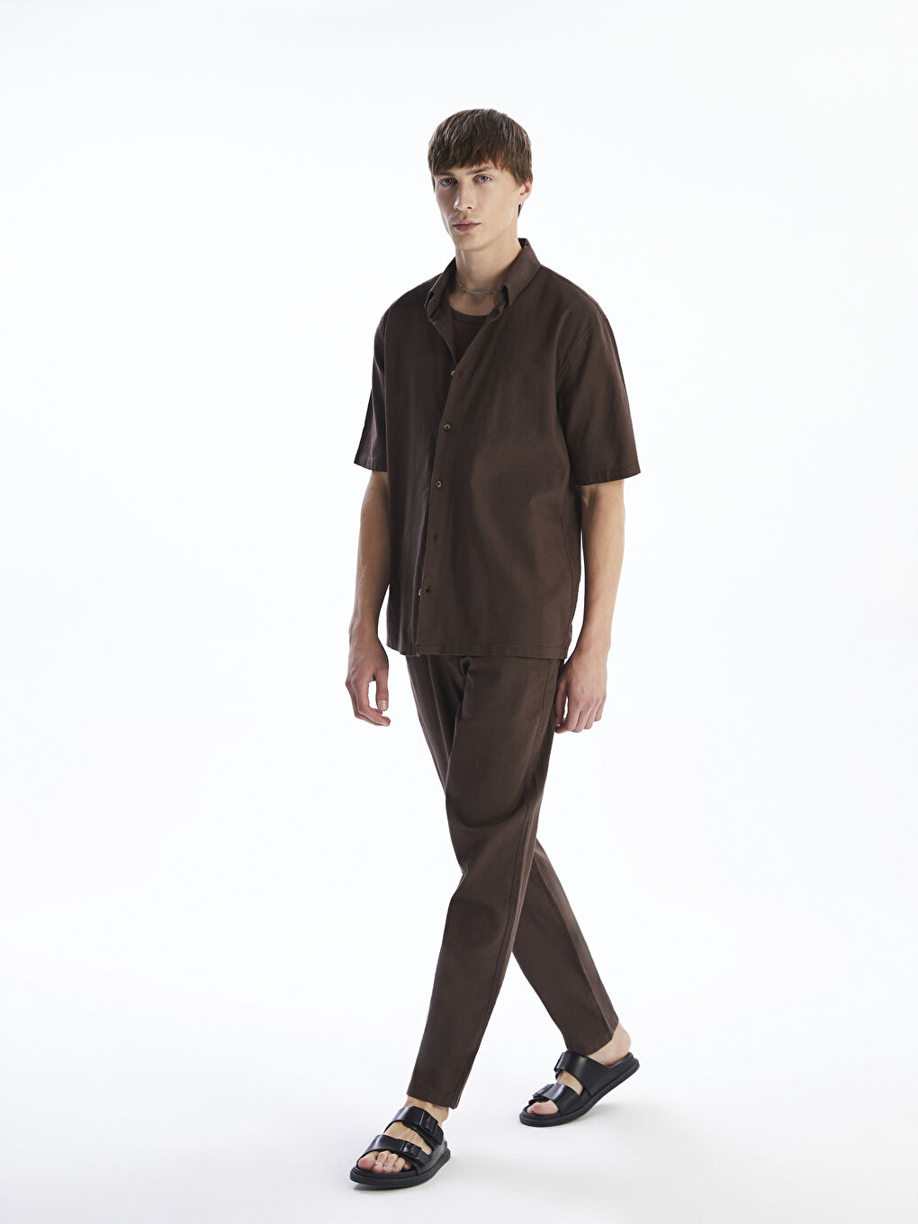 Relaxed Fit Linen Look Men's Trousers -S5EK45Z8-HEH