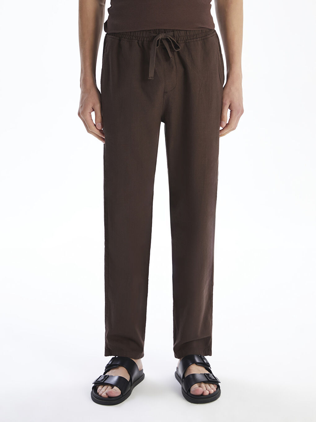 Relaxed Fit Linen Look Men's Trousers -S5EK45Z8-HEH