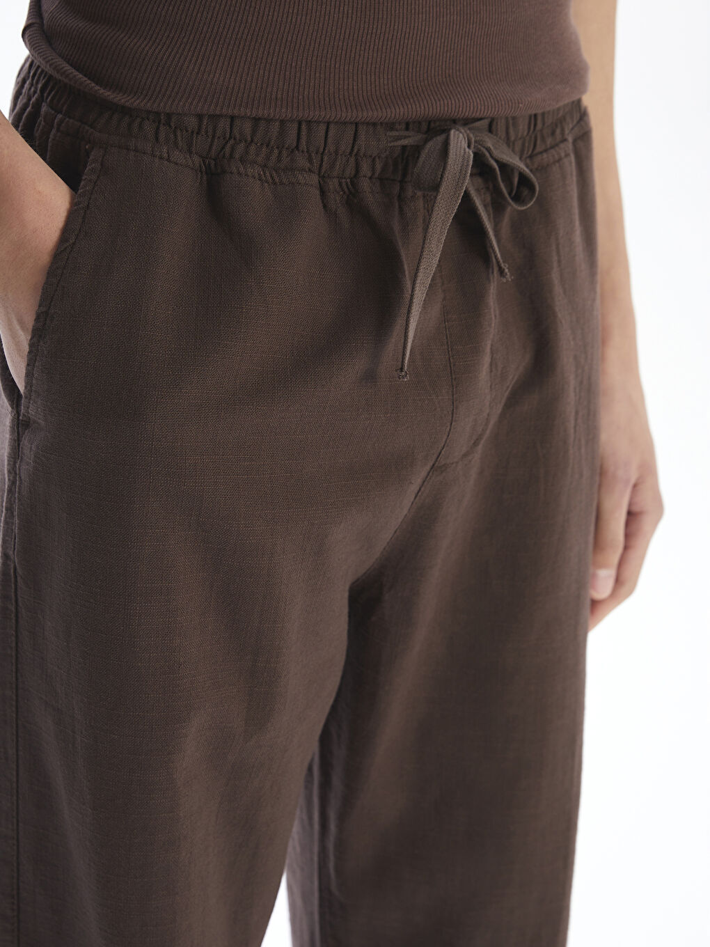 Relaxed Fit Linen Look Men's Trousers -S5EK45Z8-HEH