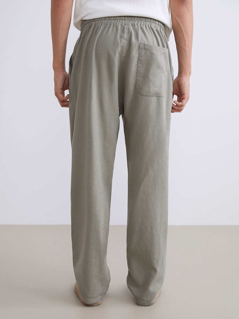 Relaxed Fit Linen Look Men's Trousers-6