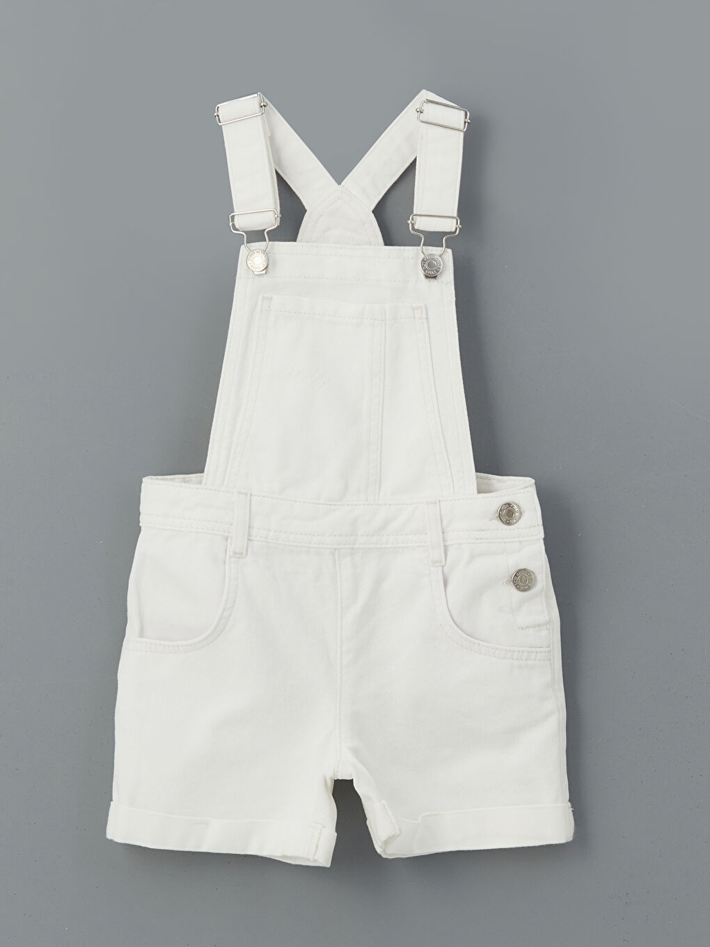 Beyaz Kare Yaka Kız Çocuk Jean Salopet