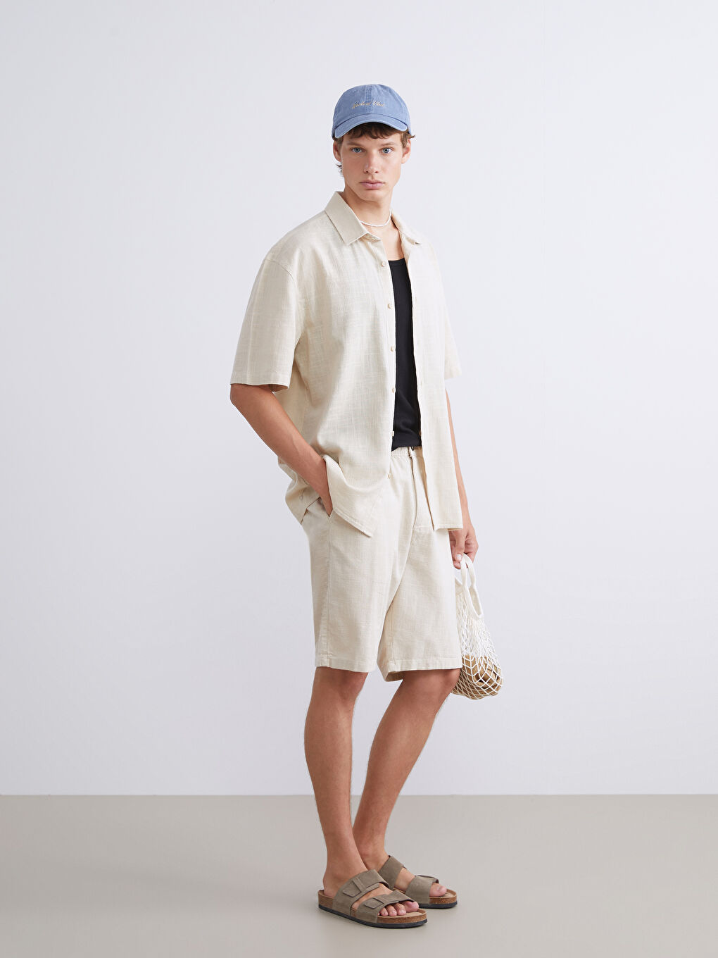 XSIDE Standard Fit Linen-Look Men's Bermuda Shorts -S5EK58Z8-V1H