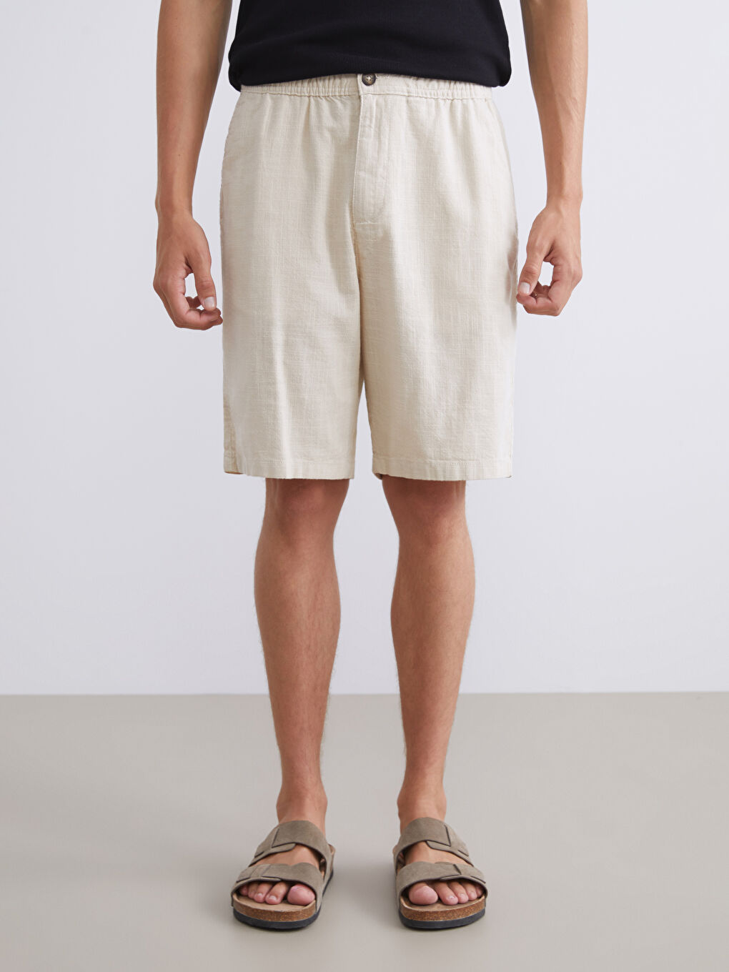 XSIDE Standard Fit Linen-Look Men's Bermuda Shorts -S5EK58Z8-V1H