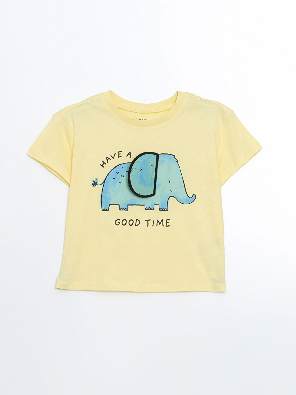 Sarı Bisiklet Yaka Baskılı Erkek Bebek Tişört