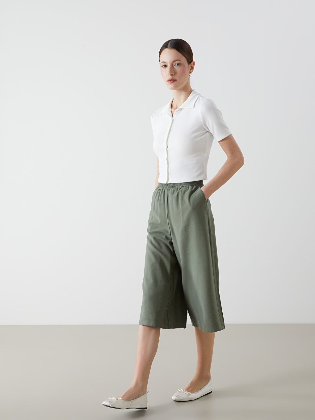 Kapri pantalone sa elastičnim pojasom -S5EK65Z8-GZA