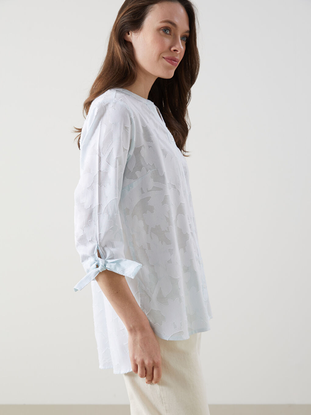 Collared Neck Patterned Women's Shirt -S5EK67Z8-RUY