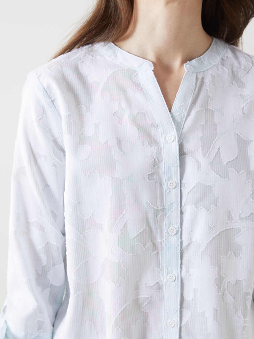Collared Neck Patterned Women's Shirt -S5EK67Z8-RUY