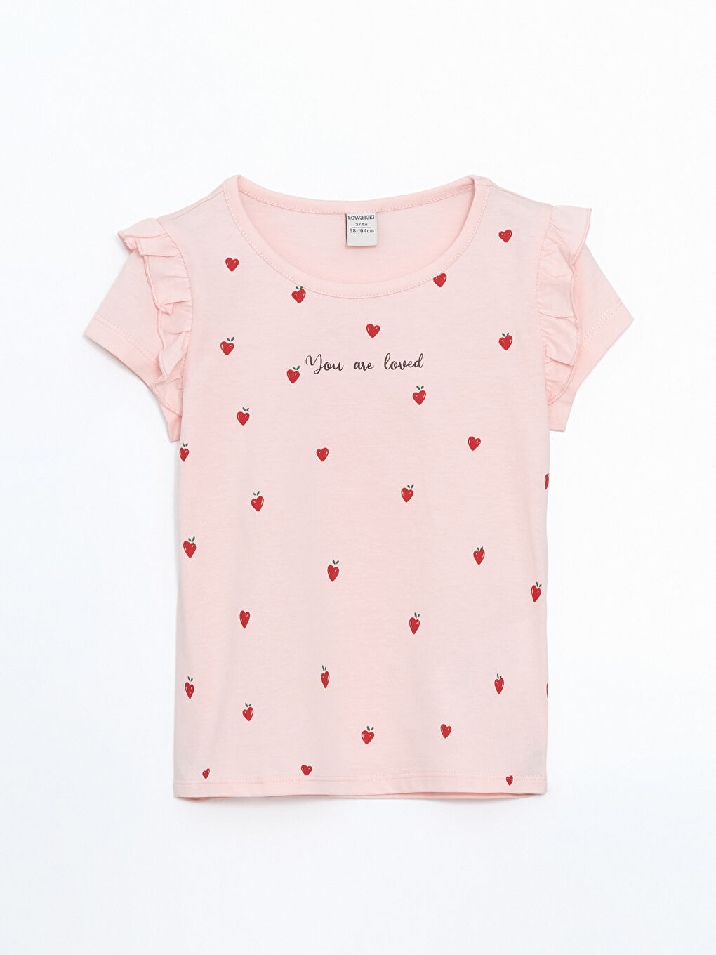 تيشيرت للبنات بياقة دائرية مطبوع