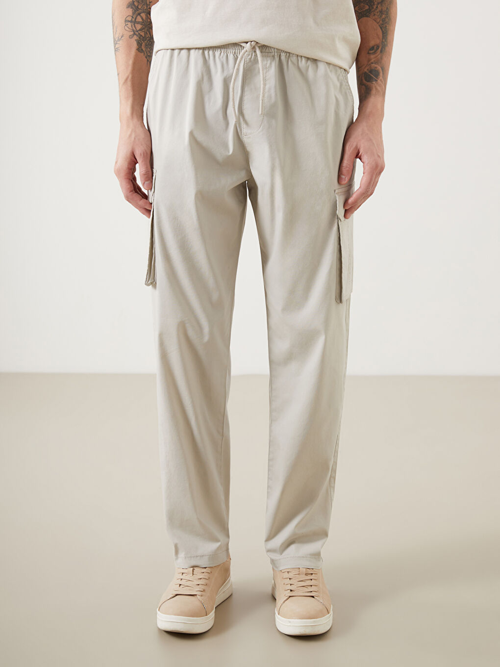Man BEIGE Cargo Trousers -S5EK87Z8-RST