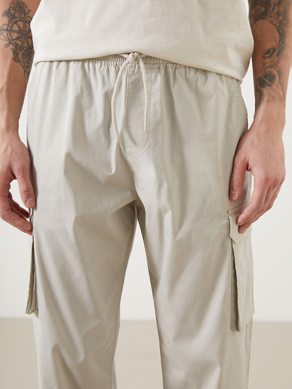 Man BEIGE Cargo Trousers -S5EK87Z8-RST