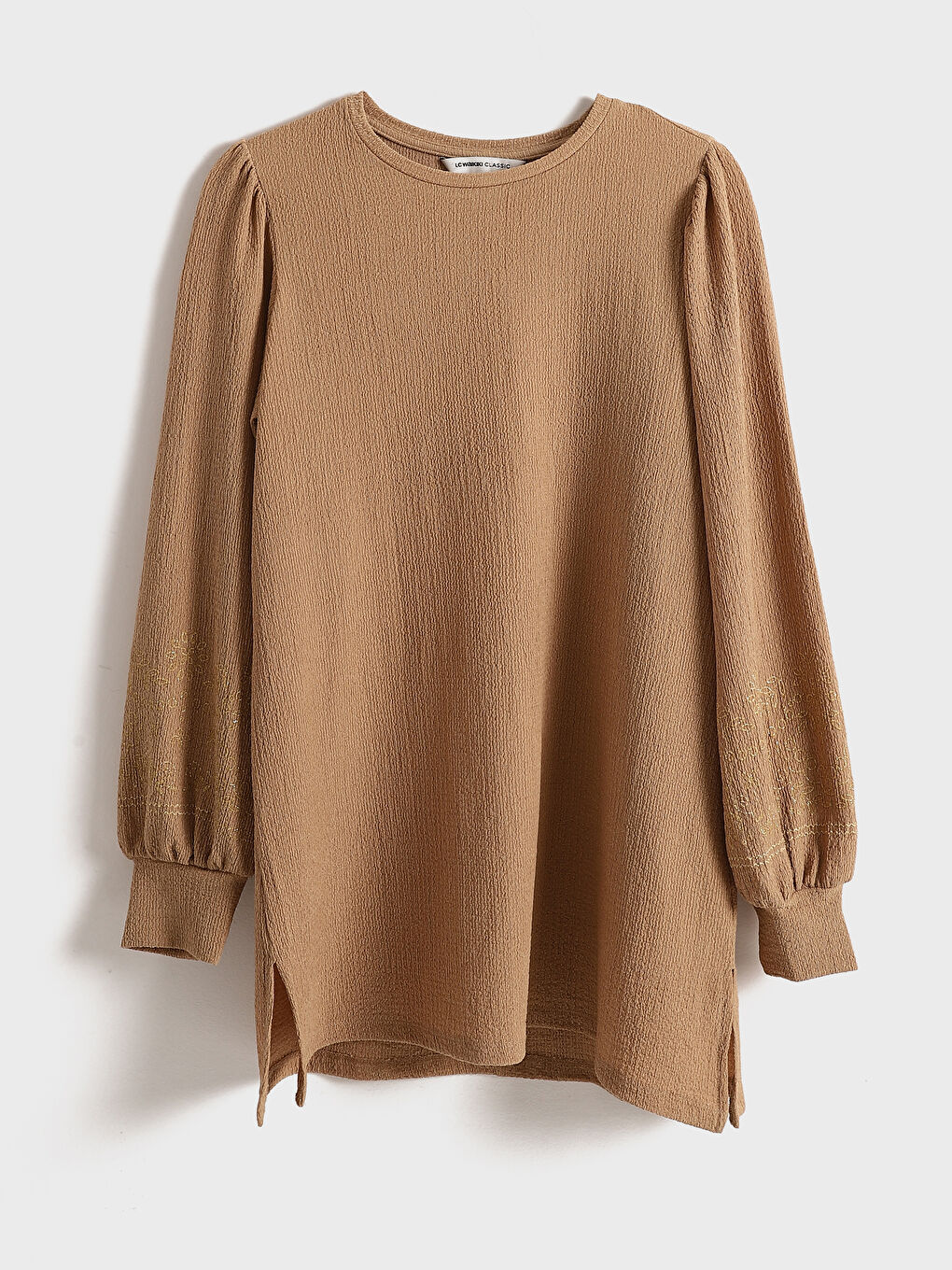 Crew Neck Embroidered Long Sleeve Women's Tunic -S5EL28Z8-LQB
