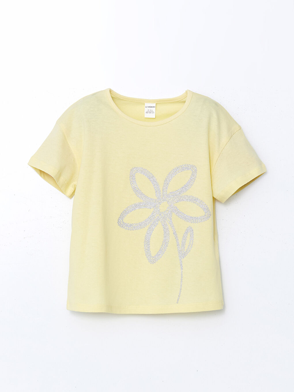 Crew Neck Floral Jersey Girls' T-Shirt -S5EL33Z1-FQJ