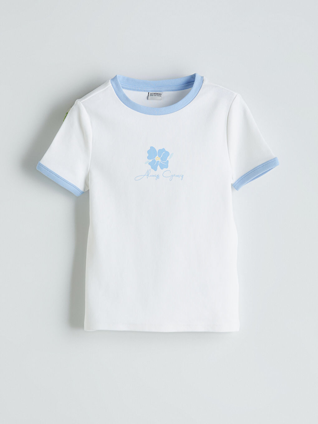 Crew Neck Floral Girls' Crop T-Shirt -S5EL57Z4-FFB