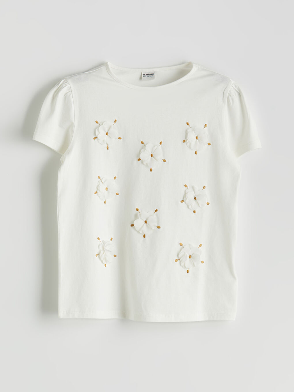 Crew Neck Embroidered Girls' T-Shirt -S5EL70Z4-FDU