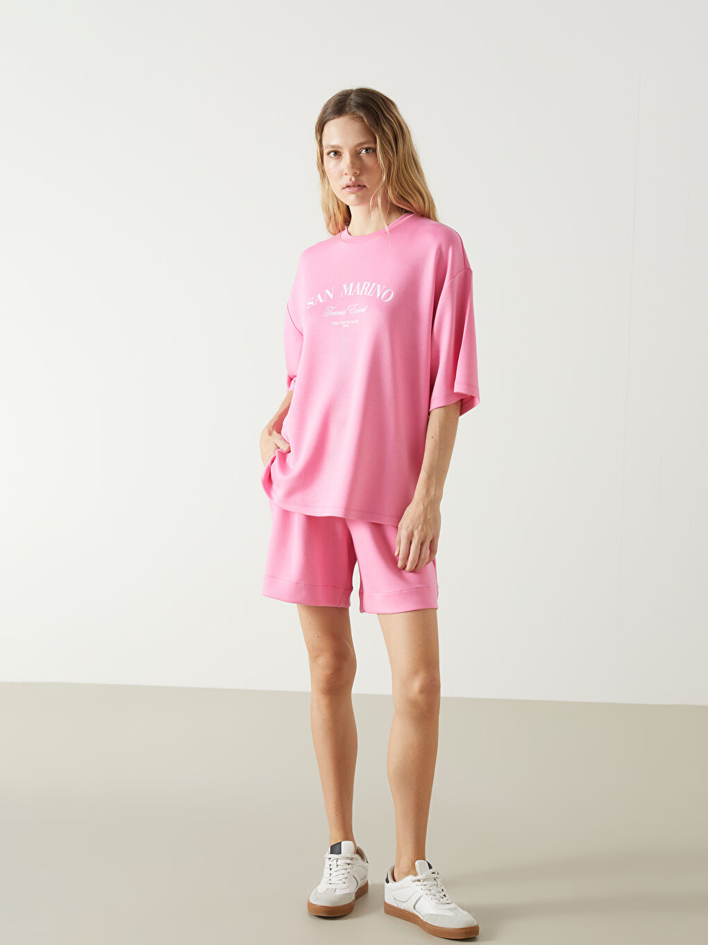 San Marino Printed Oversize Women's T-Shirt -S5EL89Z8-QZ3