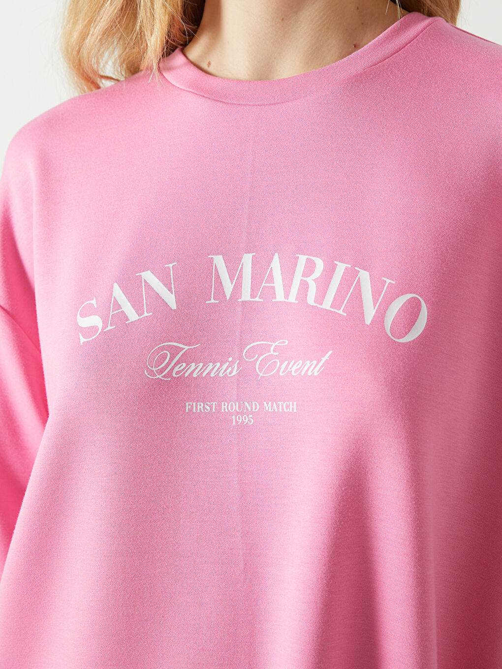 San Marino Printed Oversize Women's T-Shirt -S5EL89Z8-QZ3