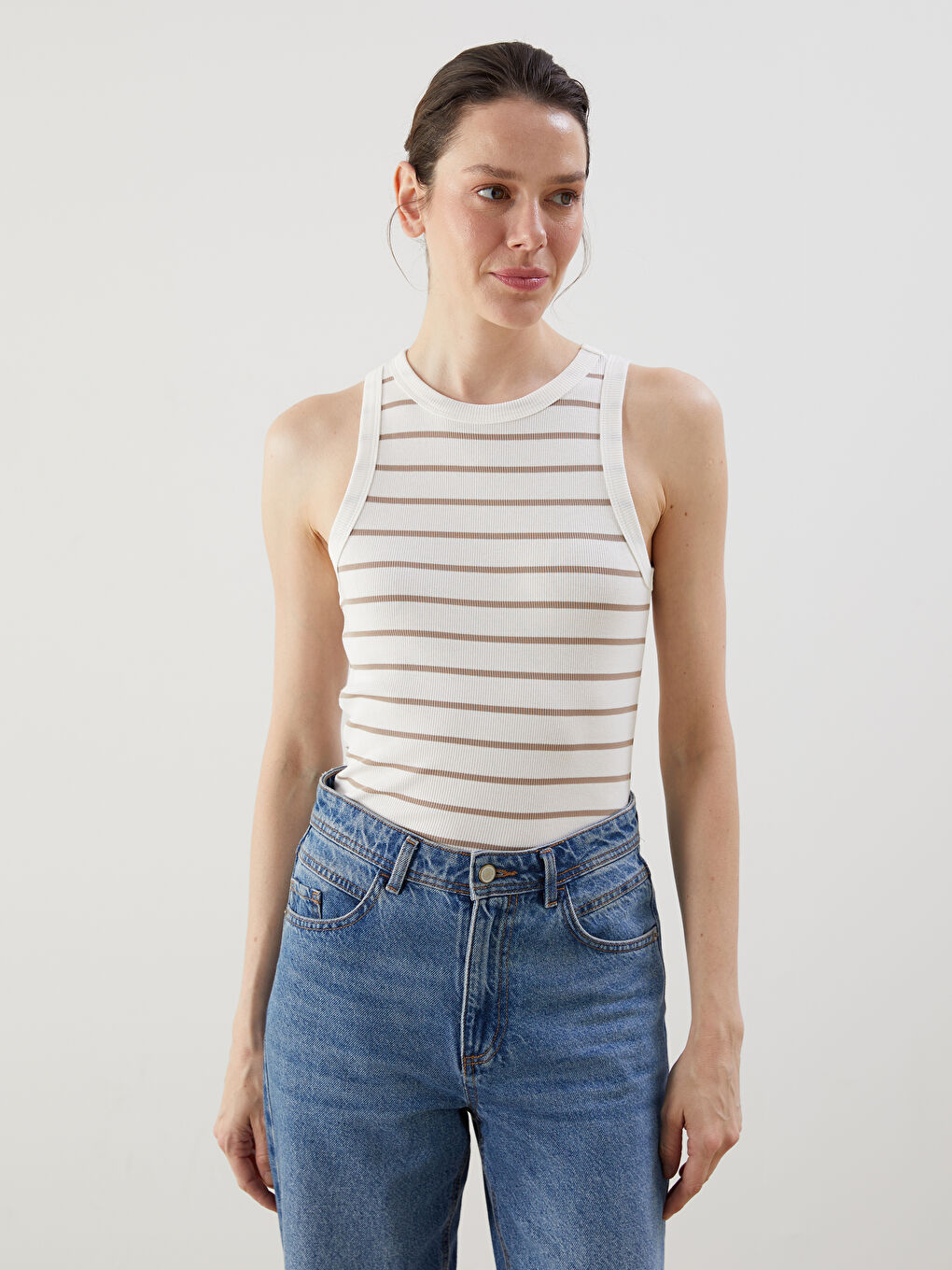 Crew Neck Striped Women's Athlete -S5EM12Z8-LE8