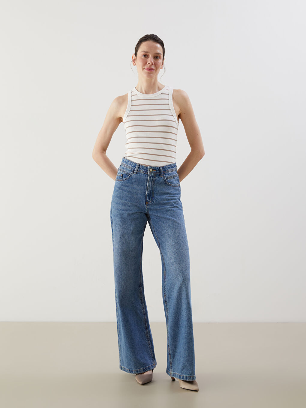 Crew Neck Striped Women's Athlete -S5EM12Z8-LE8