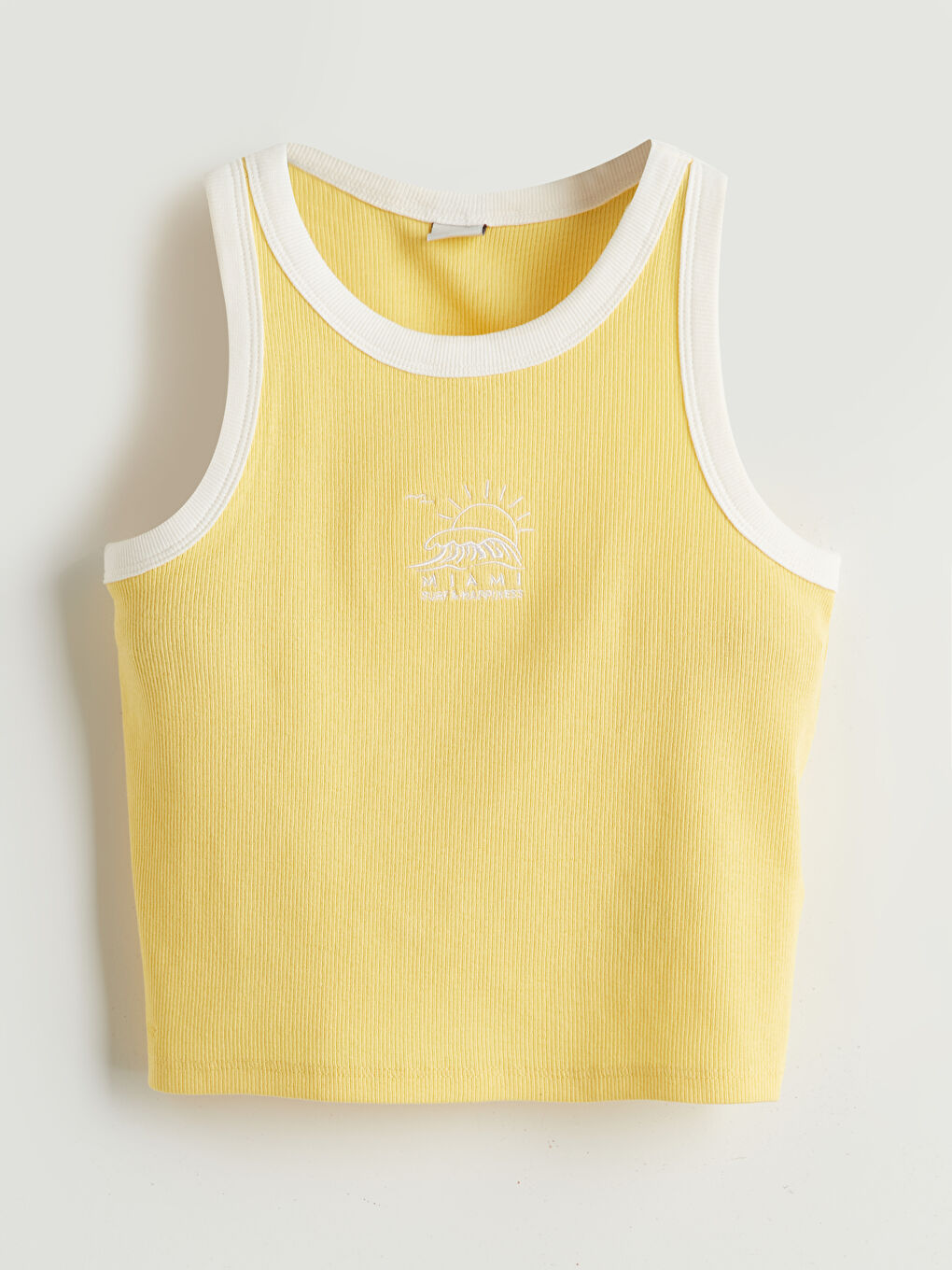 Crew Neck Miami Embroidered Girls' Tank Top -S5EM18Z4-FRN