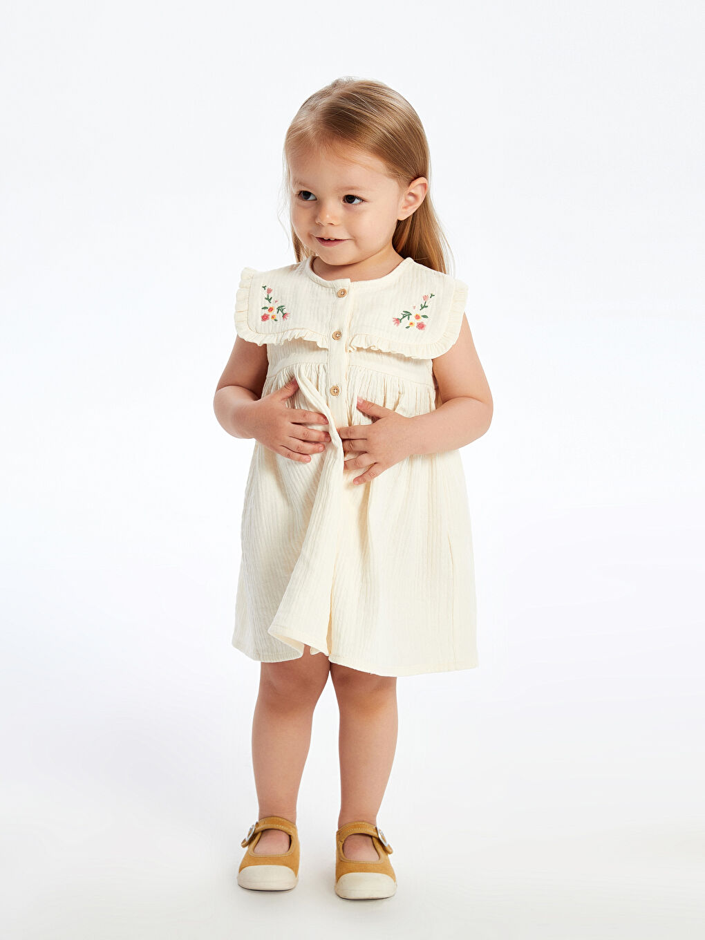 Floral Embroidered Muslin Baby Girls' Dress -S5EM29Z1-FDL