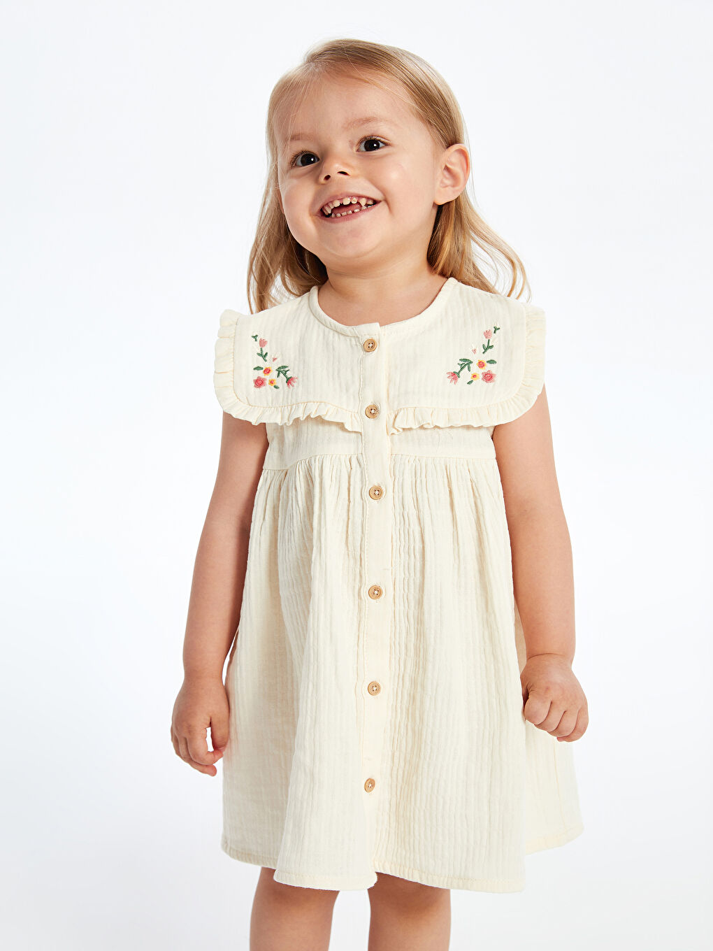 Floral Embroidered Muslin Baby Girls' Dress -S5EM29Z1-FDL