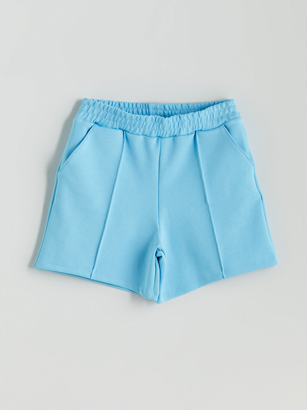 Mavi Beli Lastikli Kız Çocuk Şort