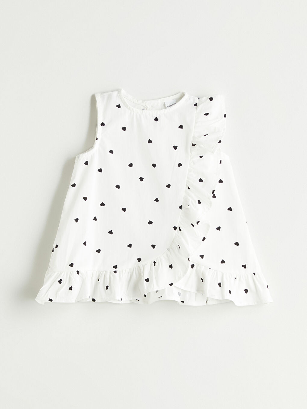 Ekru Bisiklet Yaka Kalp Baskılı Kız Bebek Bluz