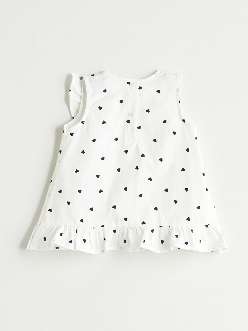 Ekru Bisiklet Yaka Kalp Baskılı Kız Bebek Bluz-1