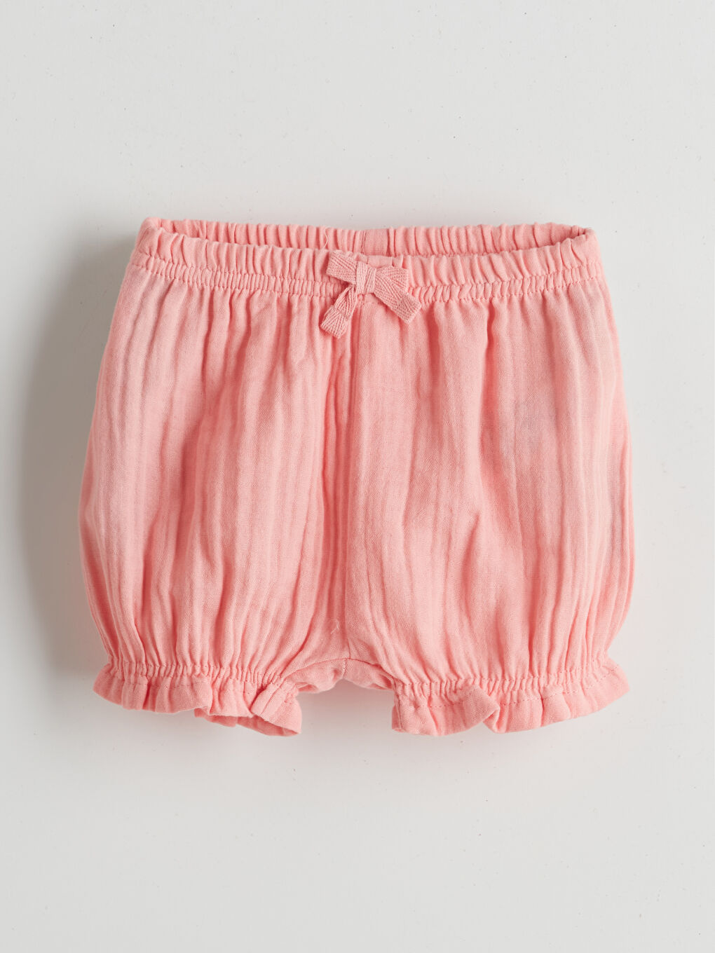 Pembe Beli Lastikli Basic Kız Bebek Şort