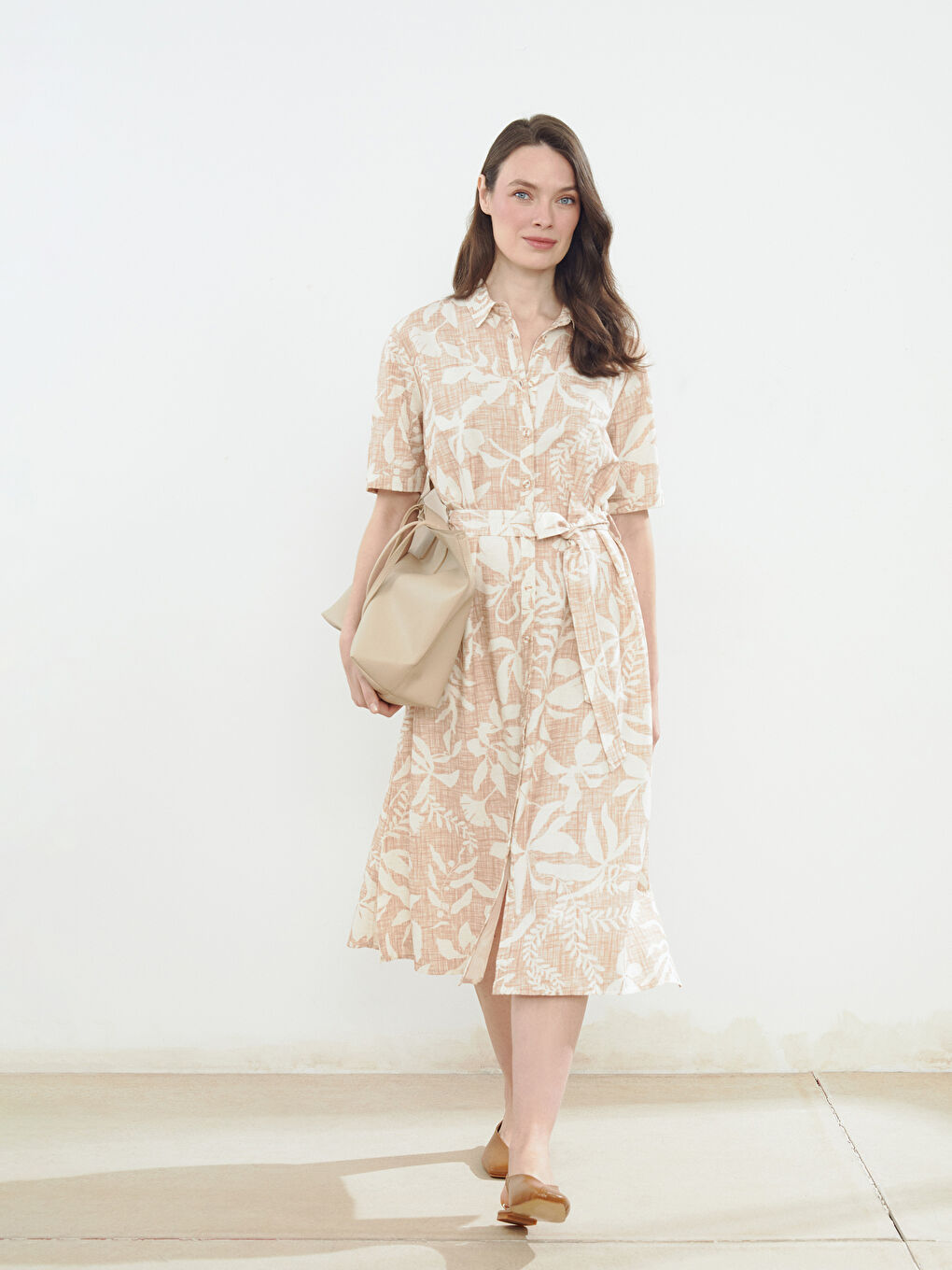 Woman BEIGE Shirt Dress -S5EN02Z8-LQB