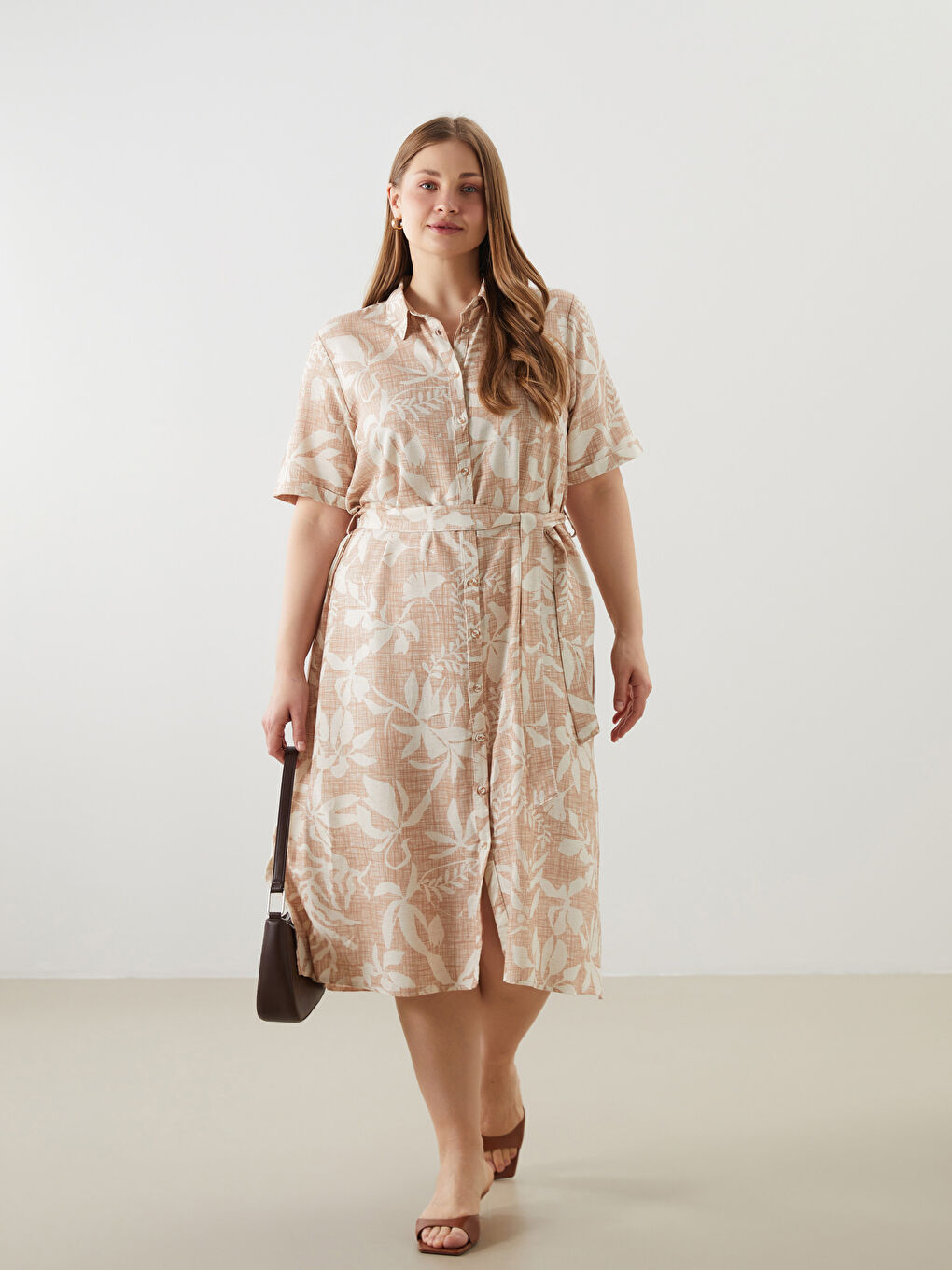 Woman BEIGE Shirt Dress -S5EN02Z8-LQB