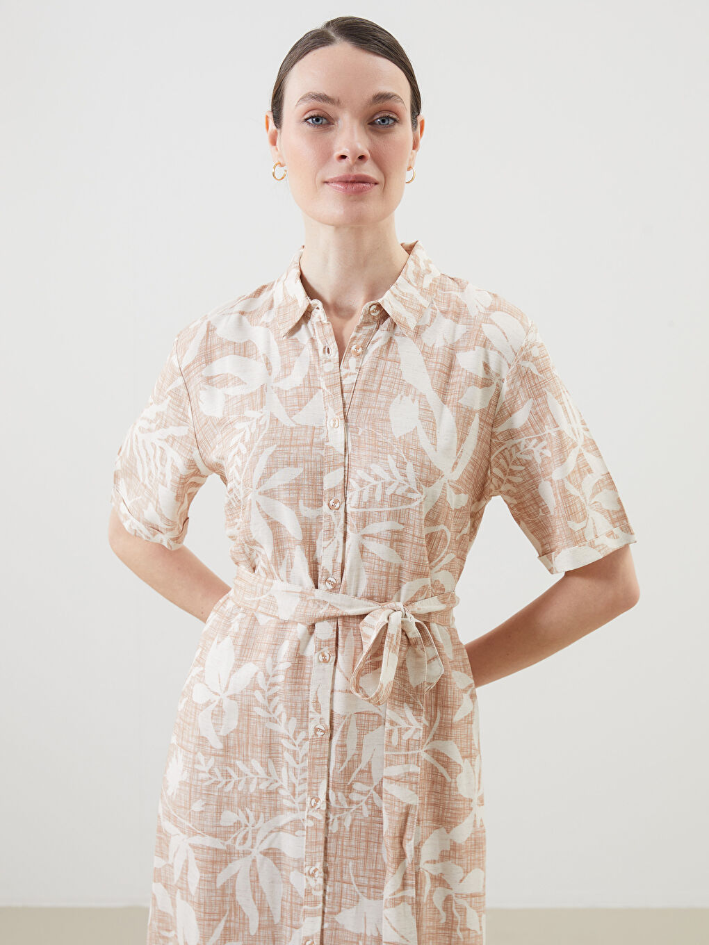 Woman BEIGE Shirt Dress -S5EN02Z8-LQB