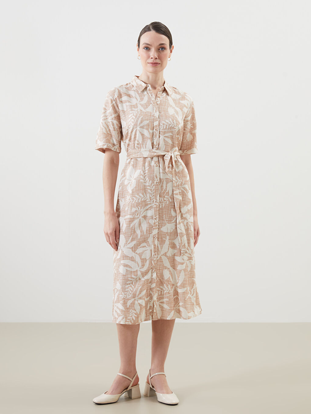 Woman BEIGE Shirt Dress -S5EN02Z8-LQB