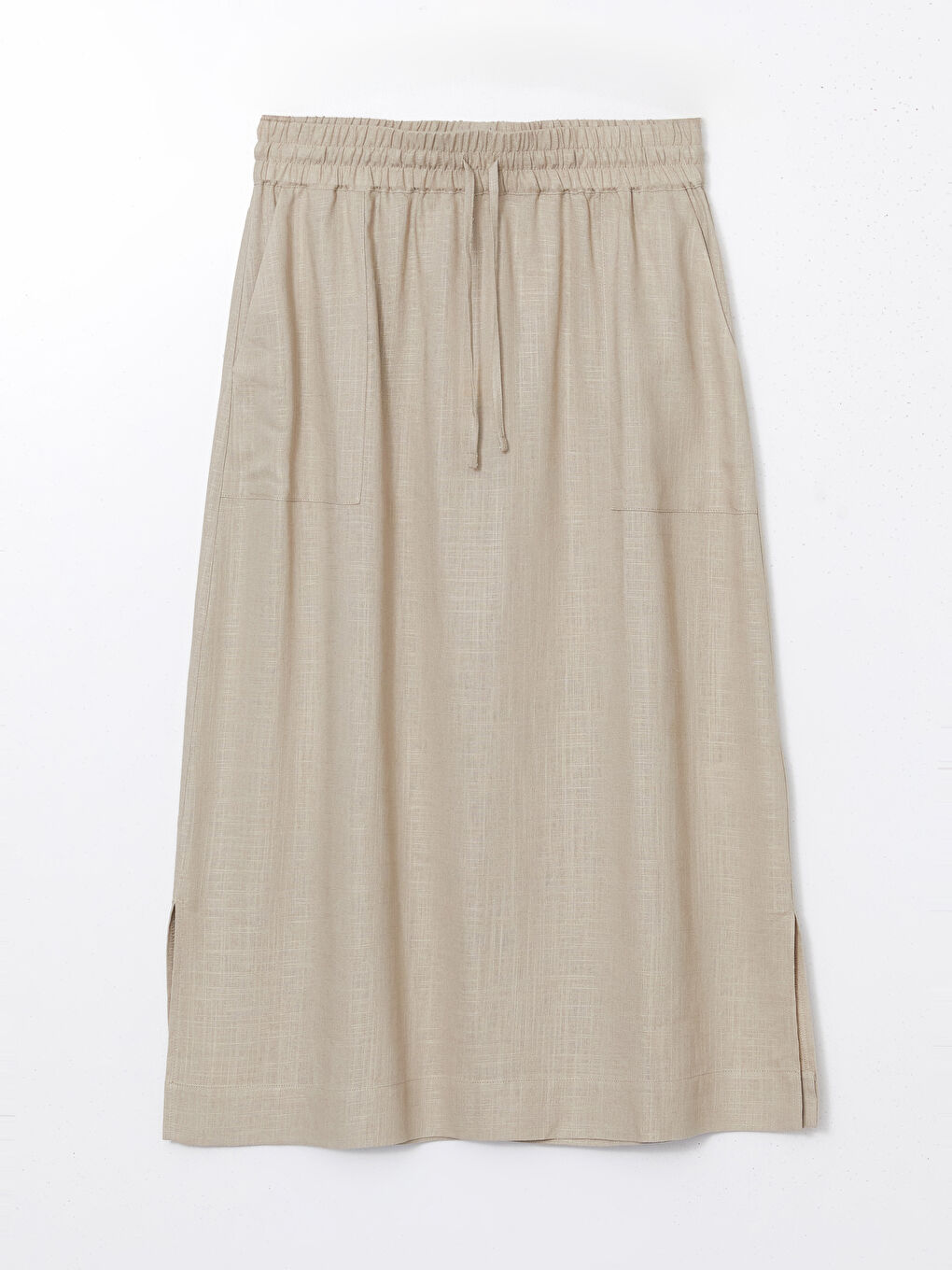 Elasticated Waist A-Line Linen Blend Skirt -S5EN04Z8-FGB
