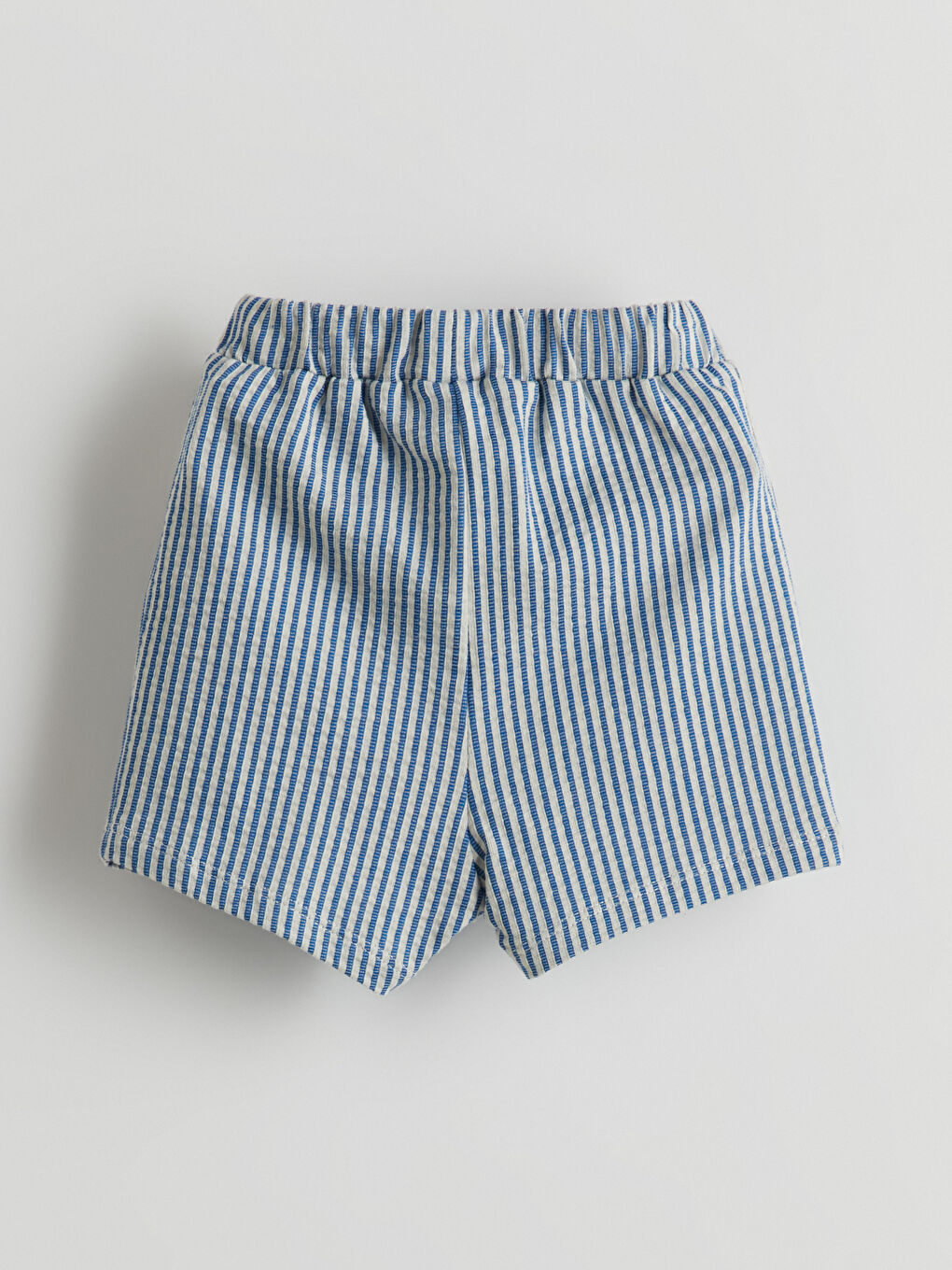 Mavi Fırfırlı Çizgili Kız Bebek Şort-1