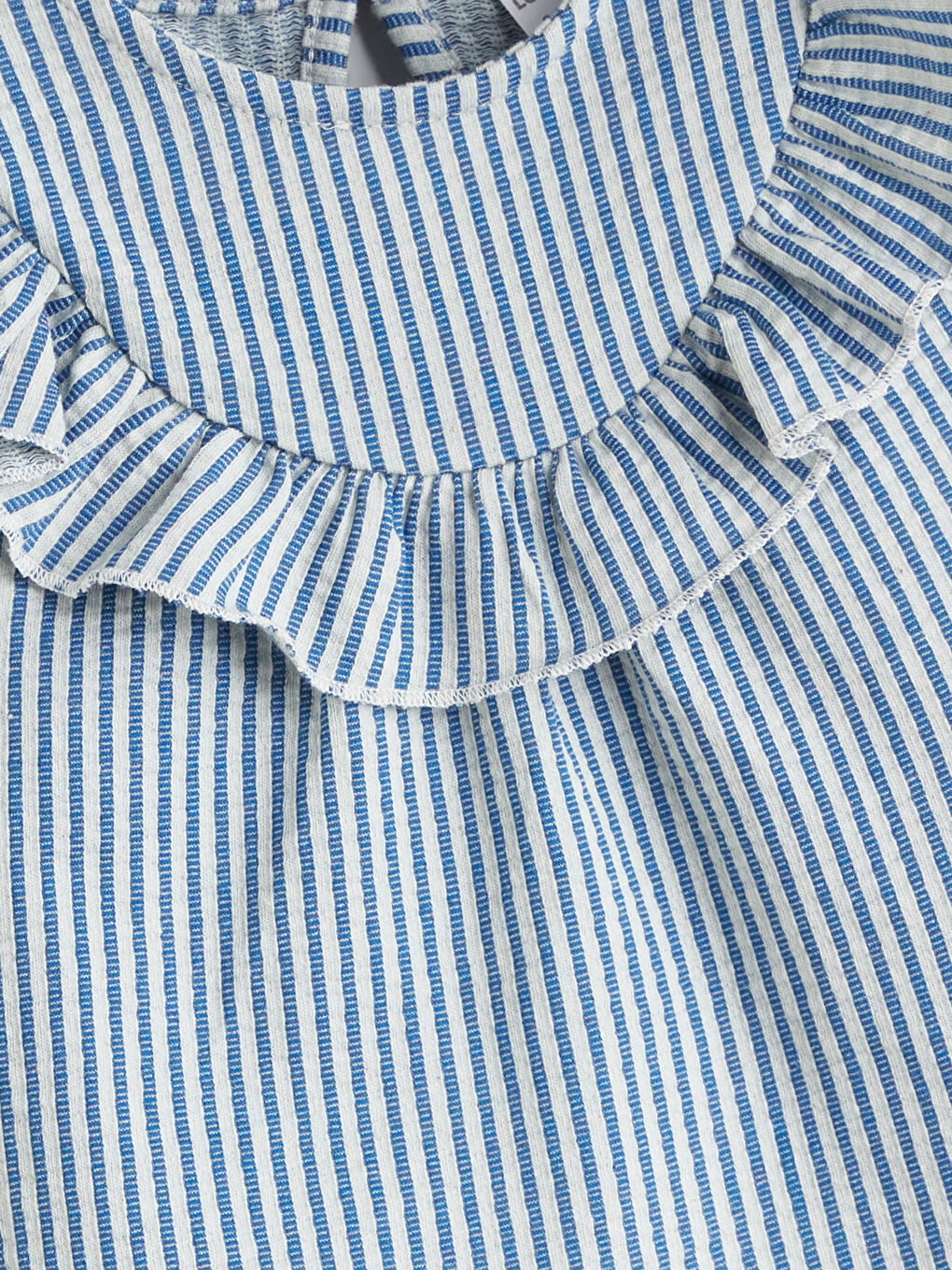 Mavi Bisiklet Yaka Çizgili Kız Bebek Bluz-1