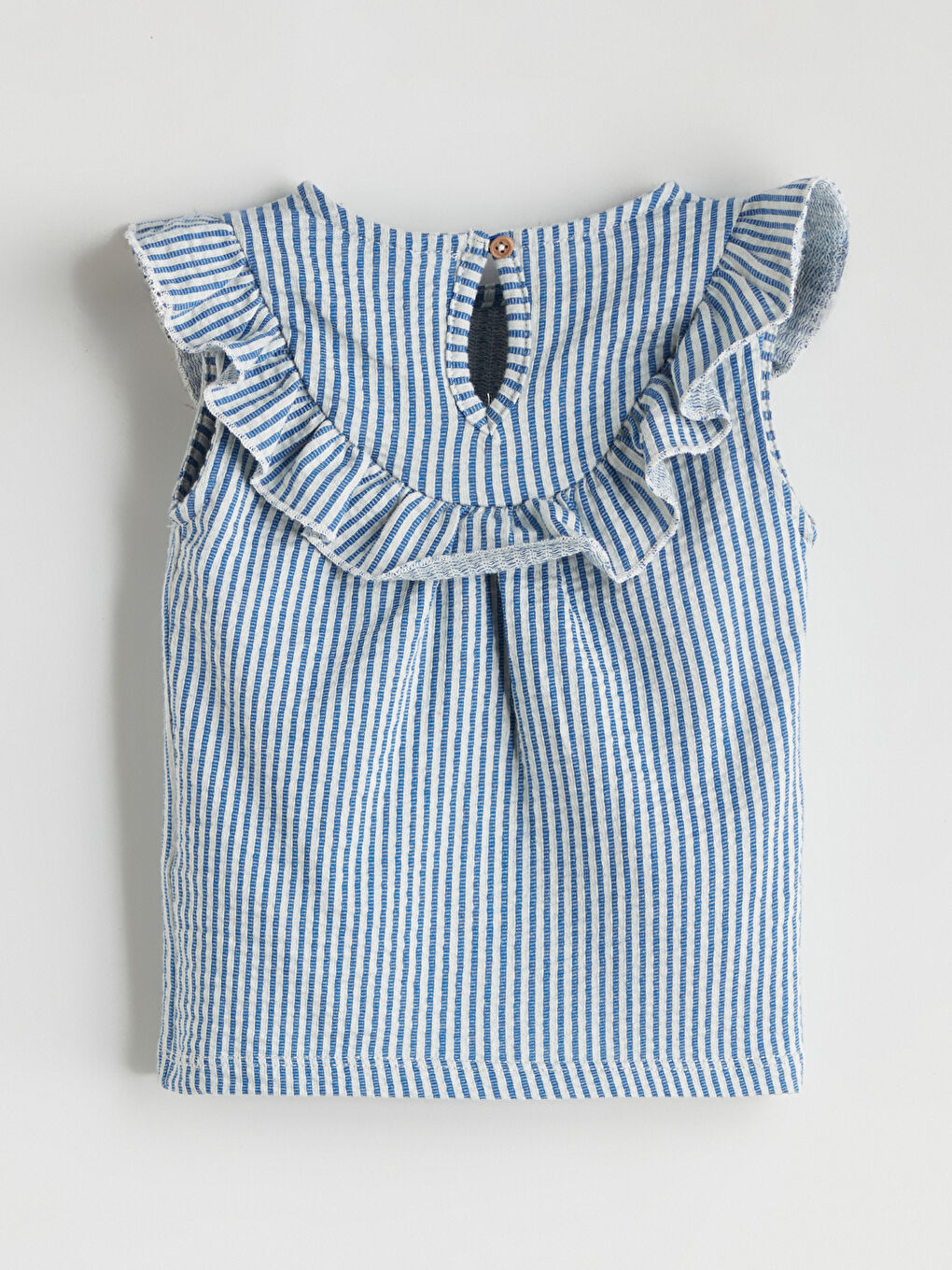 Mavi Bisiklet Yaka Çizgili Kız Bebek Bluz-2