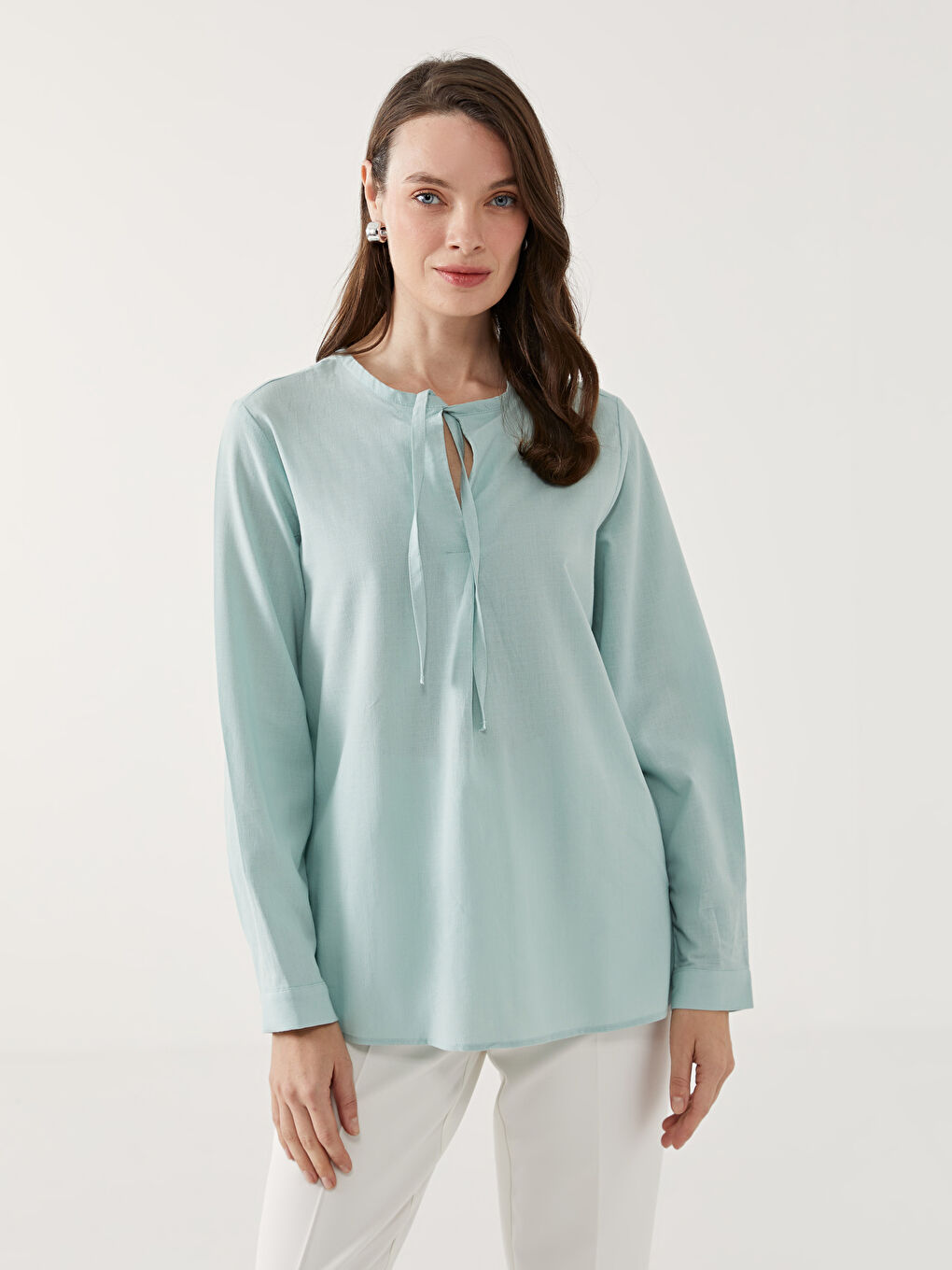 Tie Collar Women's Blouse -S5EN85Z8-FJY