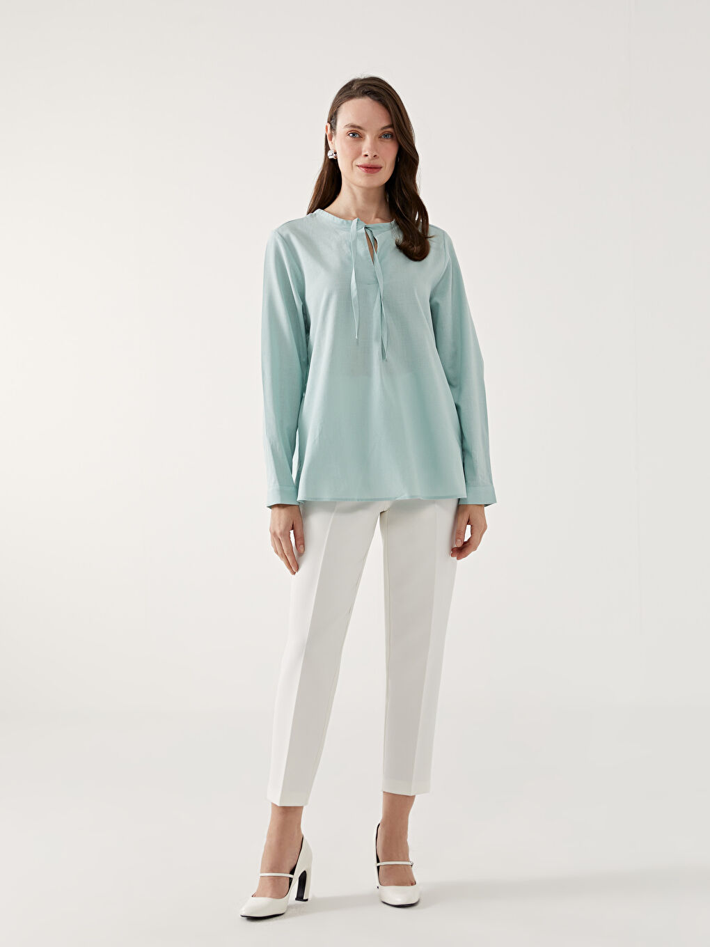 Tie Collar Women's Blouse -S5EN85Z8-FJY