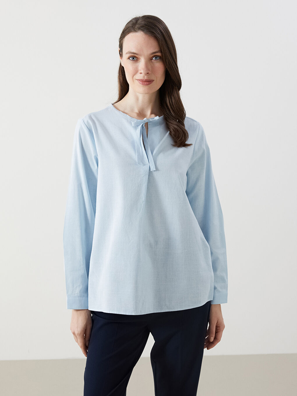 Tie Collar Women's Blouse -S5EN85Z8-PPZ