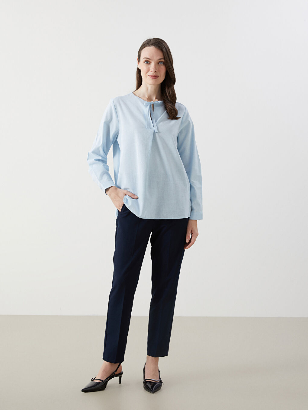 Tie Collar Women's Blouse -S5EN85Z8-PPZ