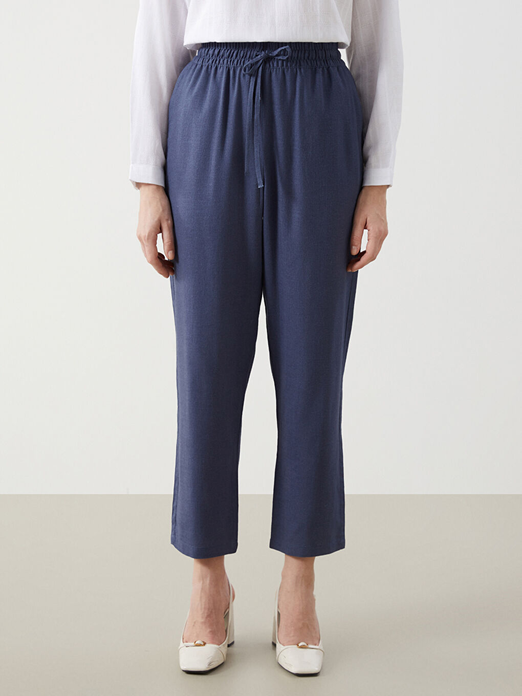 Elasticated Waist Relaxed Fit Women's Trousers -S5EO08Z8-R41