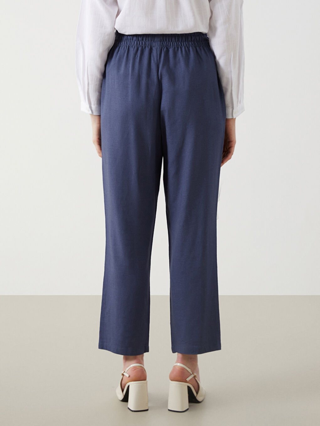 Elasticated Waist Relaxed Fit Women's Trousers -S5EO08Z8-R41