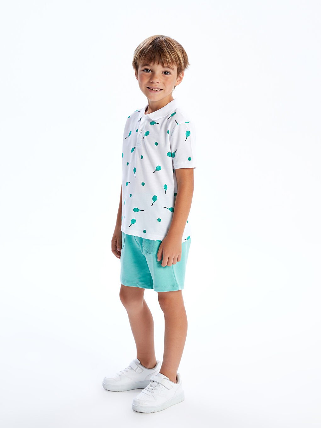 LCW Kids Polo Neck Printed Jersey Baby Boys' T-Shirt -S5EO15Z1-LU7
