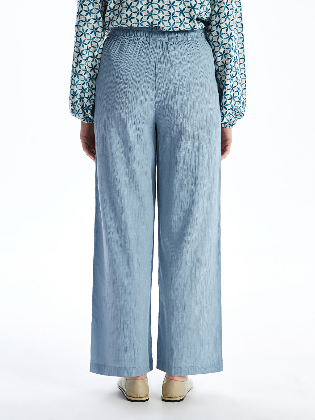 Elasticated Waist Textured Women's Trousers -S5EO23Z8-GMH