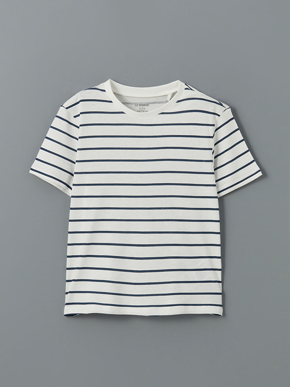 Ekru Çizgili Erkek Çocuk Penye Tişört