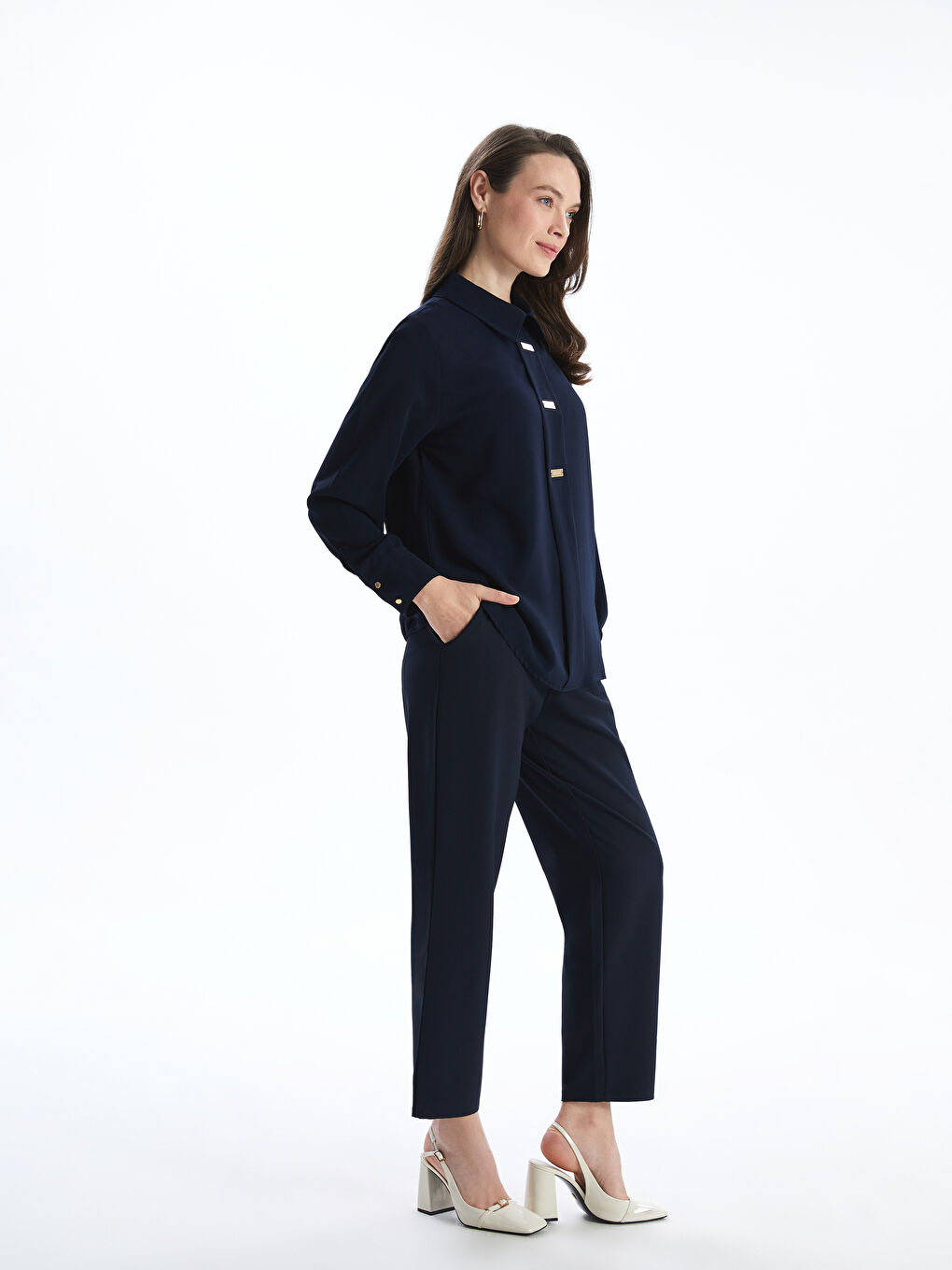 Pantalone za žene sa lastišem u struku -S5EO35Z8-E1J