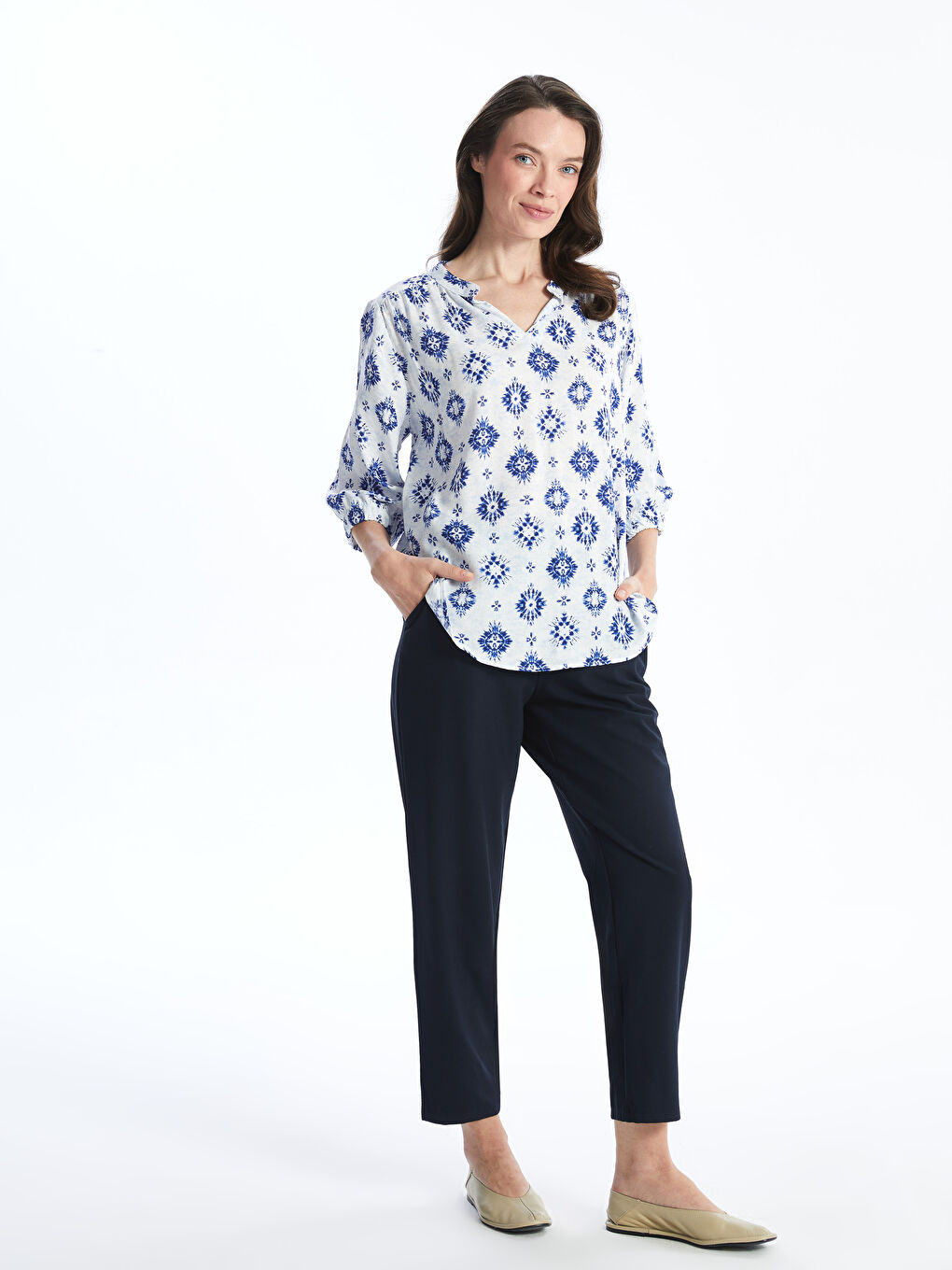 Pantalone za žene sa lastišem u struku -S5EO35Z8-E1J
