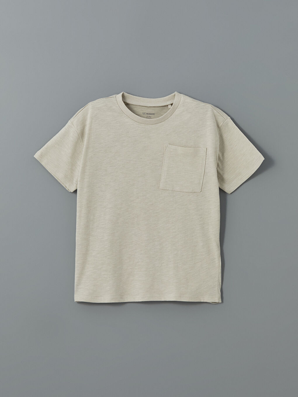 Gri Bisiklet Yaka Çizgili Erkek Çocuk Tişört